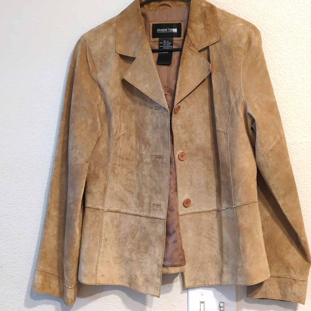 Brandon Thomas leather ladies jacket size Medium Tan Medium.